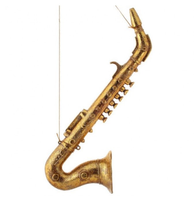 17" GIlded Plastic Saxophone Ornament