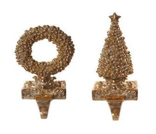 10" Resin Golded Tree or Gilded Wreath Stocking Holder