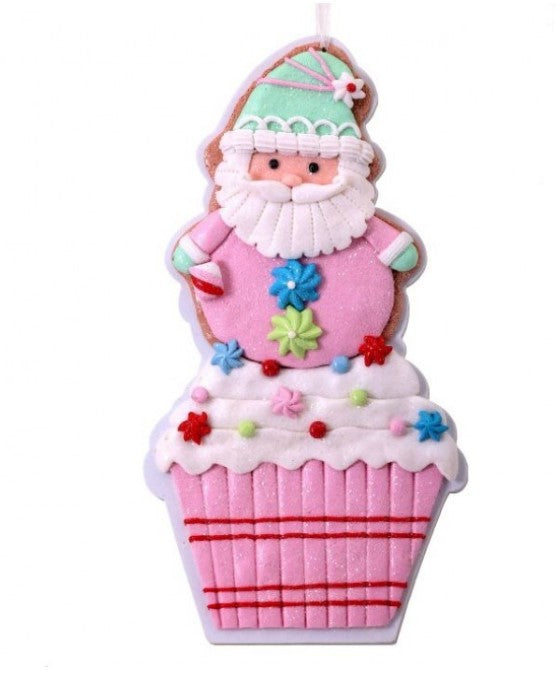 12" Claydough Santa CUpcake Ornament