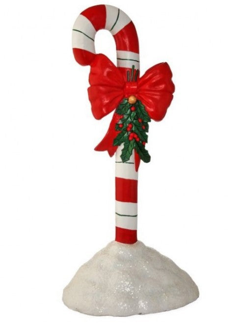 36" Resin Outdoor Candycane with Bow and Holly