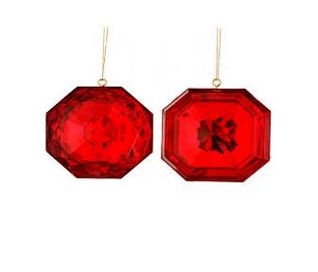 4" Acrylic Precious Gem Ornament - RED - Choice of Style