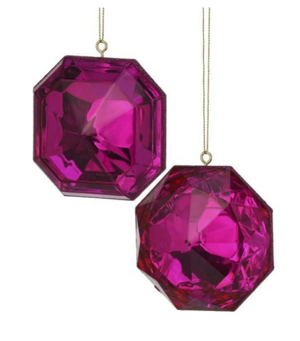 4" Acrylic Precious Gem Ornament -Fushcia -  Choice Style