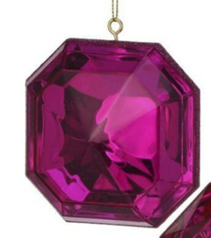 4" Acrylic Precious Gem Ornament -Fushcia -  Choice Style