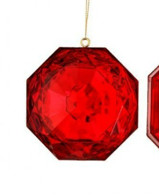 4" Acrylic Precious Gem Ornament - RED - Choice of Style