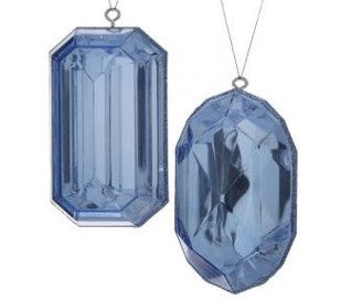 5" Acrylic Precious Gem Ornament - Light Blue - Choose from Rec or Oblong