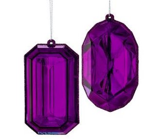 5" Acrylic Precious Gem Ornament - Deep Purple - Choose from Rec or Oblong