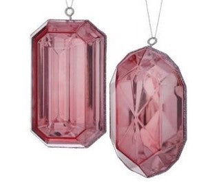 5" Acrylic Precious Gem Ornament - PINK - Choose from Rec or Oblong