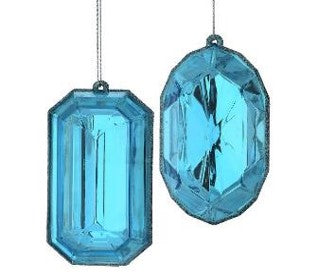 5" Acrylic Precious Gem Ornament -TURQUOISE - Choose from Rec or Oblong