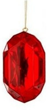 5" Acrylic Precious Gem Ornament -RED - Choose from Rec or Oblong