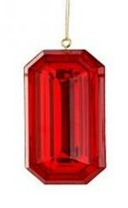 5" Acrylic Precious Gem Ornament -RED - Choose from Rec or Oblong