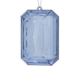 9"  Jewel Rectangle Precious Gem Ornament - Light Blue