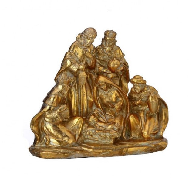 8.5" Resin Golden Nativity Scene