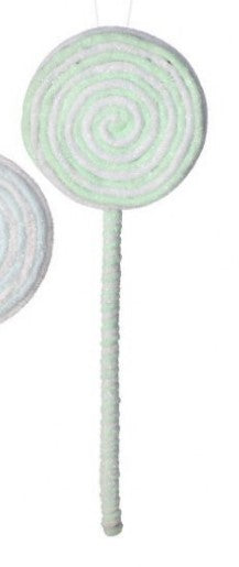 14" Frosted Pastel Lollipop Ornament - Choice of 3 Colors