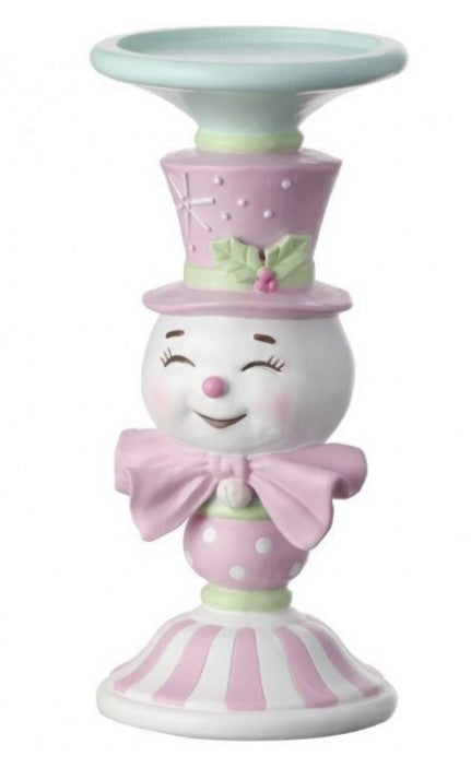 6" Resin Candy Snowman Candle Stand