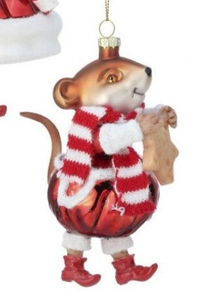 5" Glass Holiday Treats Mouse Ornaments - Choice of Boy or GIrl Mouse