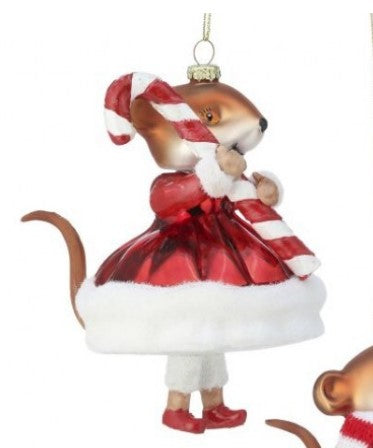 5" Glass Holiday Treats Mouse Ornaments - Choice of Boy or GIrl Mouse