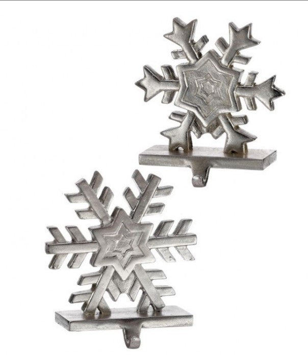 9" Resin Snowflake Stocking Holder - Set of 2