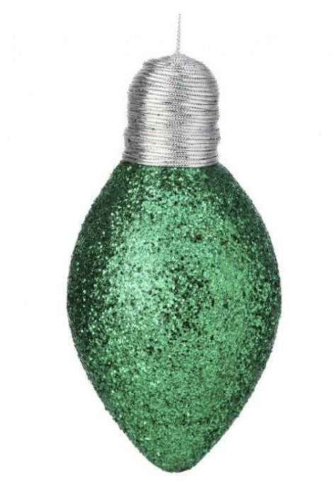 7" Glitter Lightbulb Ornament - Green