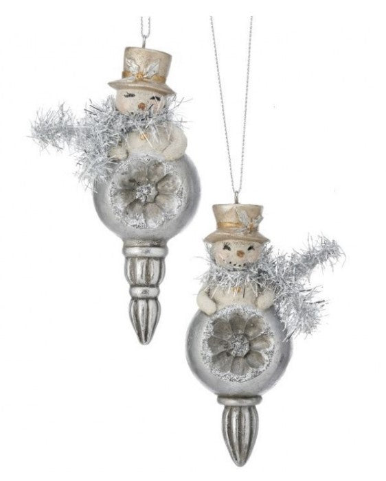 4.5" Resin Snowman Finial Ornament - Set of 2