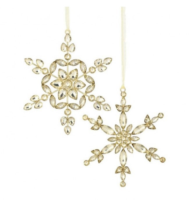 7" Rhinestone Snowflake Ornament - Set of 2