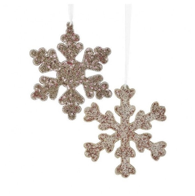 7" Blush Jewel Snowflake Ornament - Set of 2