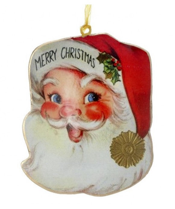 8" Metal Santa with Cap Ornament