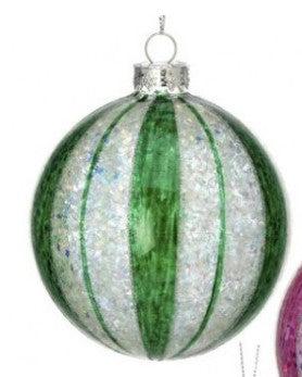 4" Glass Fantasy Striped Ball Ornament - Choice of 3 Colors