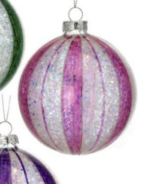 4" Glass Fantasy Striped Ball Ornament - Choice of 3 Colors