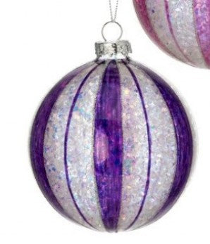 4" Glass Fantasy Striped Ball Ornament - Choice of 3 Colors