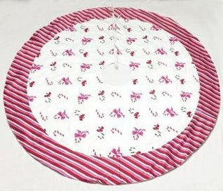 54" Canvas Embroidered Pastel Candy Cane Tree Skirt