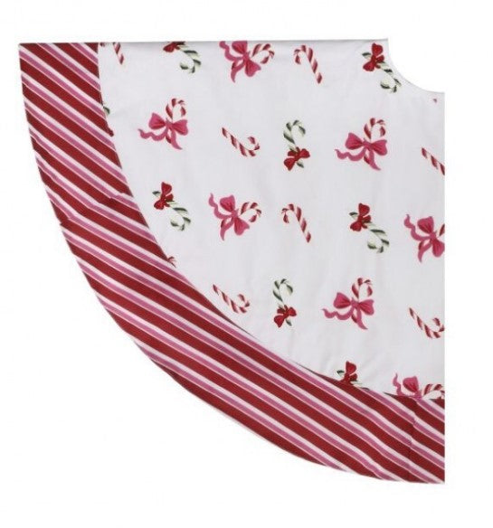 54" Canvas Embroidered Pastel Candy Cane Tree Skirt