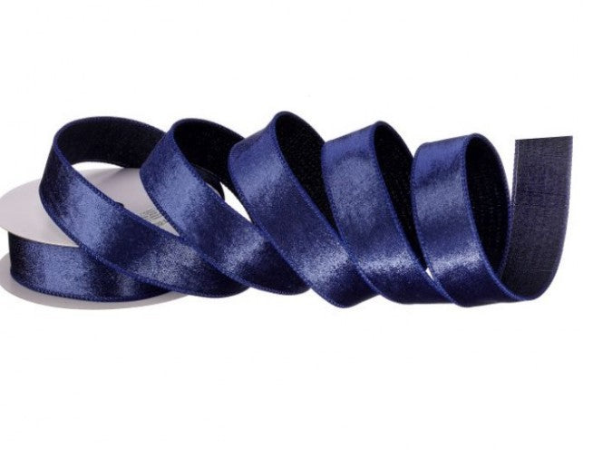 1.5"x10Y Wired Premium Velvet Ribbon - Navy Blue