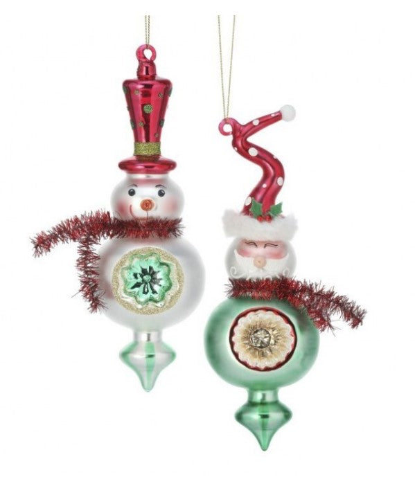 8.5" Glass Snowman or Glass Snowman Reflector Ornament