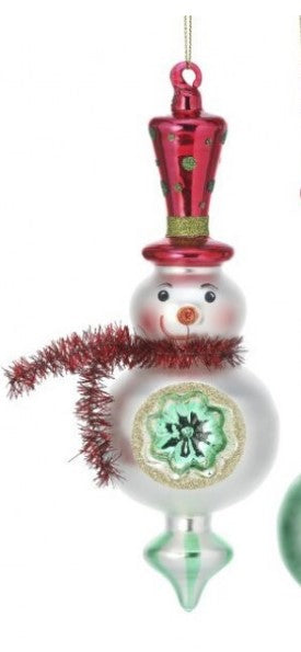 8.5" Glass Snowman or Glass Snowman Reflector Ornament