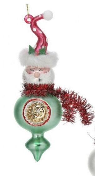 6" Glass Reflector Santa or Santa Ornament