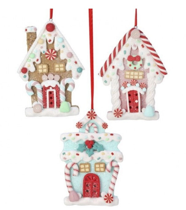 5" Clay Holiday Sweets House Ornament - Set of 3