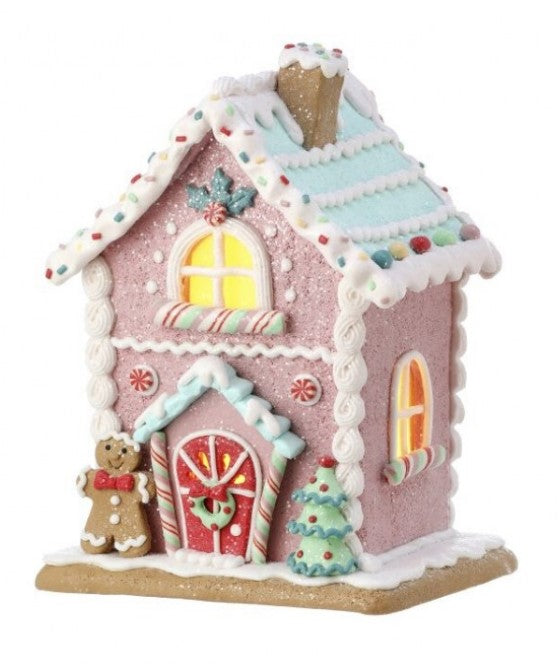 8.5" LED Battery Timer Pastel Sweets House - Pink