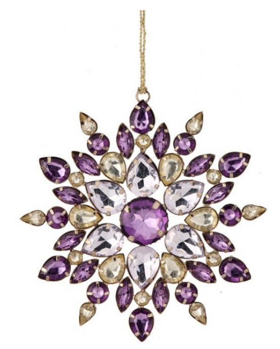 5.5" Jeweled Starburst  Ornament - Purple