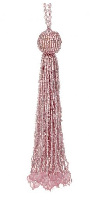 8" Beaded Tassel Ornament - Pink