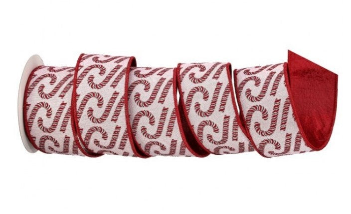 2.5" x 5Y Metallic Dupion Candy Cane Ribbon