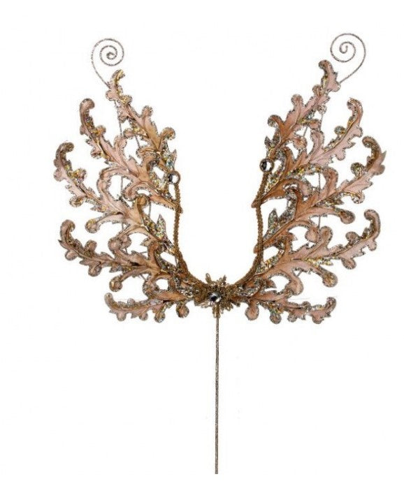 22.5" Metal with Jewel Angel Wing Stem - Gold