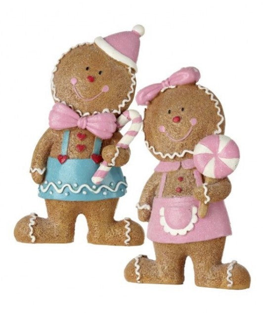 6.5" Resin Gingerbread Boy and Girl Set