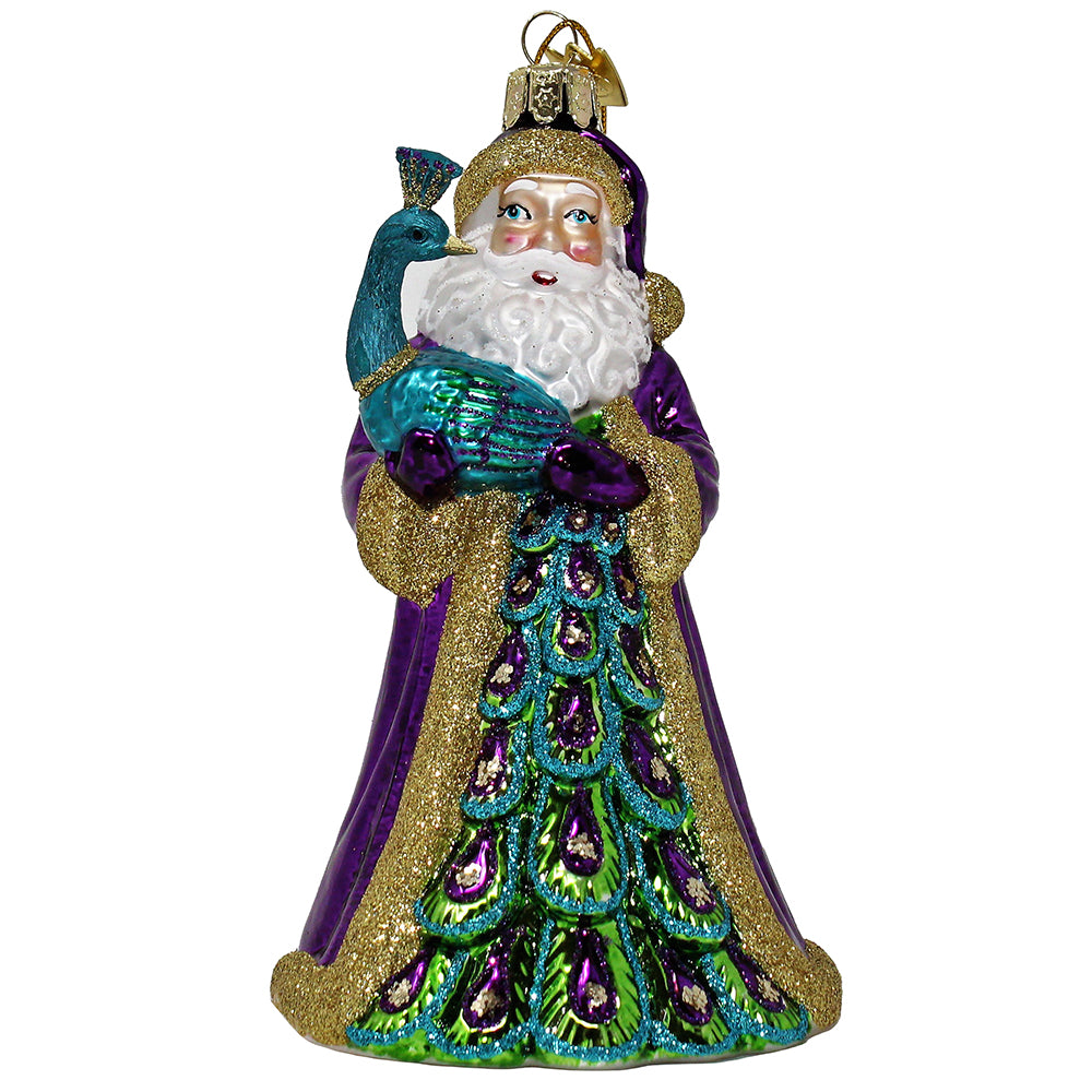 5.5" Noble Gems™ Peacock Santa Ornament