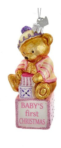 5" Noble Gems™ Glass "Baby's First Christmas" Baby Bear Ornaments - Choice of 2 Styles