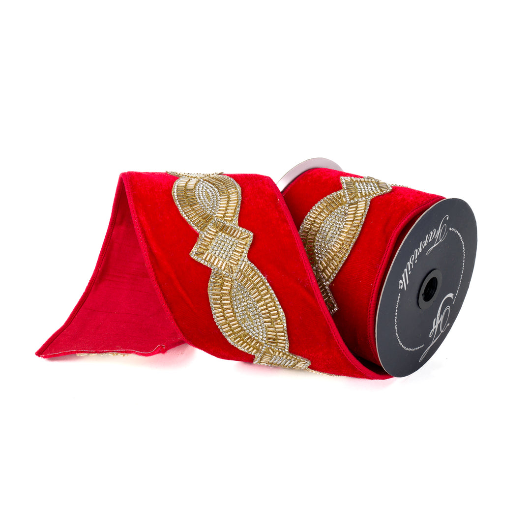 4" x 5 YDS Diamond Deco - Choice of Navy Blue or Red