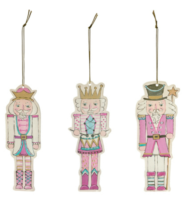 6" Blushing Nutcracker Acrylic Ornament - Set of 3