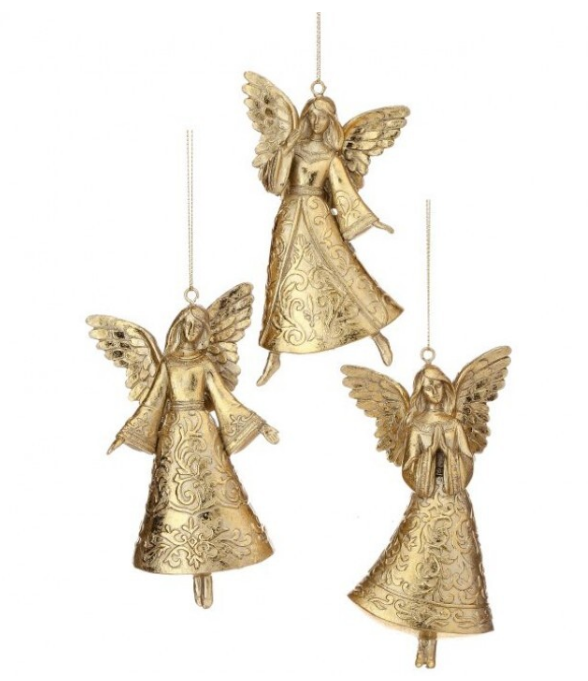 5.5" Resin Angel Ornaments - Set of 3 - Gold