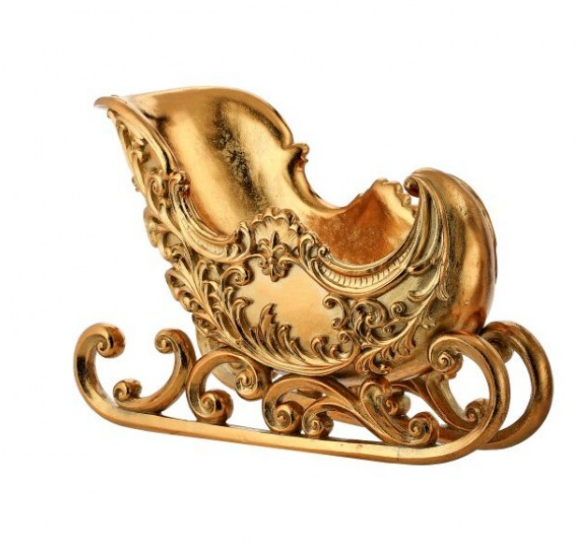 15" Resin Scroll Sleigh - Gold