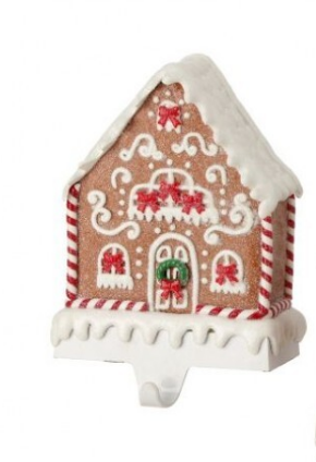 7" and 8" Dough Gingerbread Stocking Holder - Choice of One Story or Two Story House