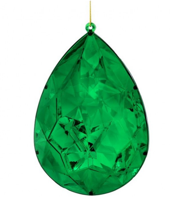 6" Acrylic Jewel Drop Ornament - Green Teardrop